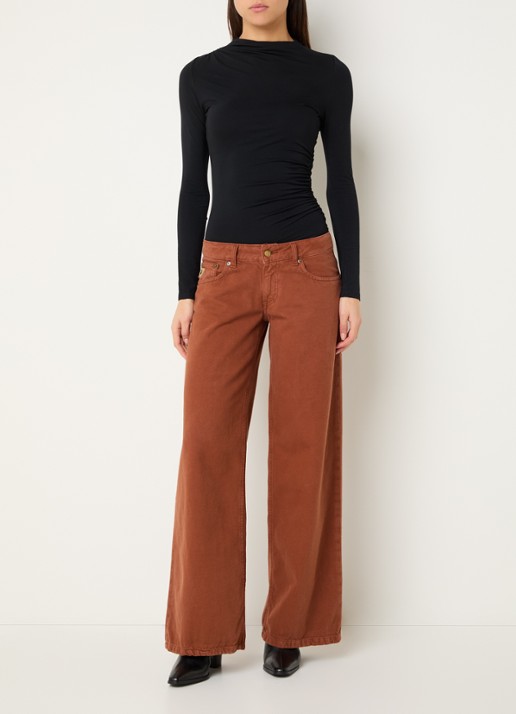 Lois Skale mid waist wide leg jeans met gekleurde wassing - voorkant 2 oranjebruin