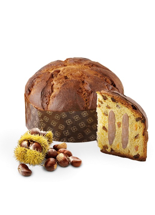 Loison Frutta e Fiori Marron Glacé panettone 600 gram  - voorkant 2 beige