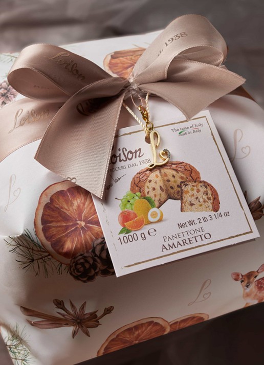 Loison Macaroon panettone 1000 gram - achterkant 3 beige
