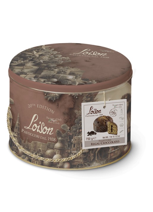 Loison Regal Chocolate panettone in bewaarblik 750 gram