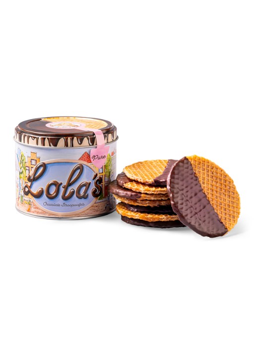 Lola's Chocolates Stroopwafels met pure chocolade 8 stuks - voorkant 2 undefined