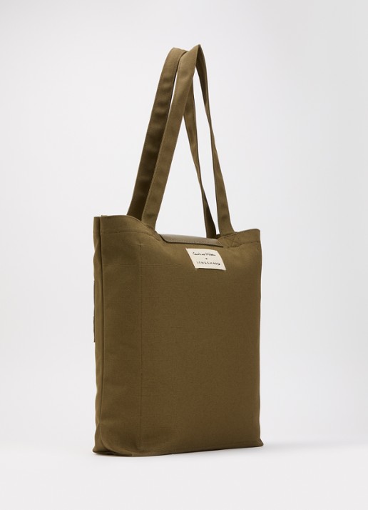 Longchamp Caroline Hélain x Longchamp schoudertas M met leren details - achterkant 5 olijfgroen