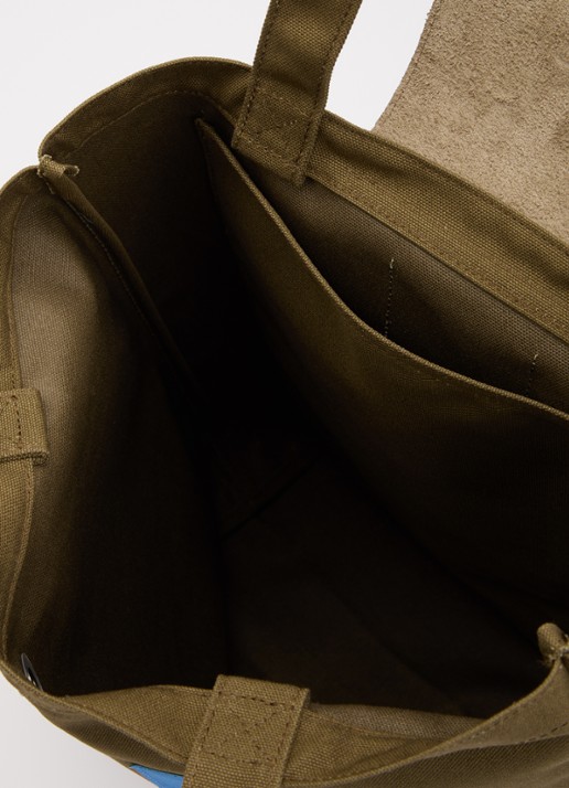 Longchamp Caroline Hélain x Longchamp schoudertas M met leren details - detail 2 olijfgroen