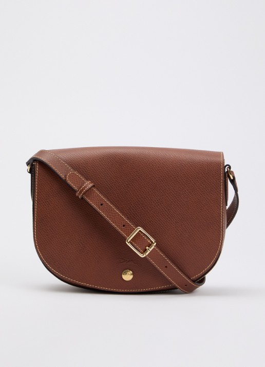 Longchamp Épure crossbodytas M van leer met verstelbare schouderriem  - voorkant 5 roestbruin