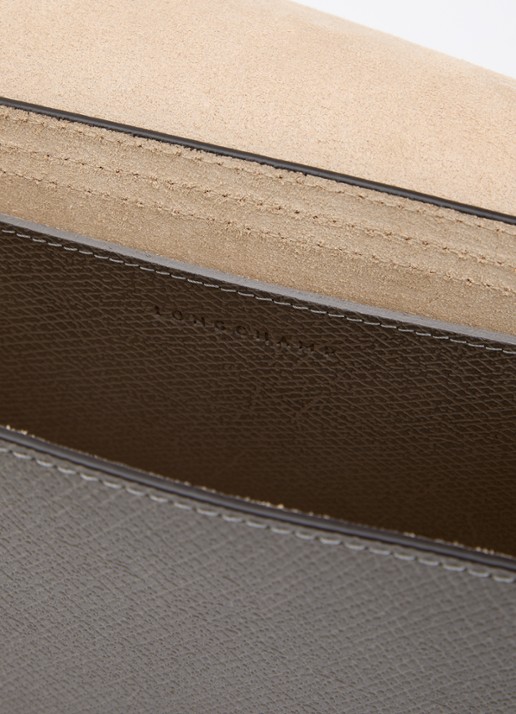 Longchamp Épure crossbodytas M van leer met verstelbare schouderriem  - detail 2 grijs