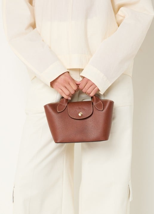 Longchamp Épure crossbodytas XS van leer met afneembare schouderriem - voorkant 6 roodbruin