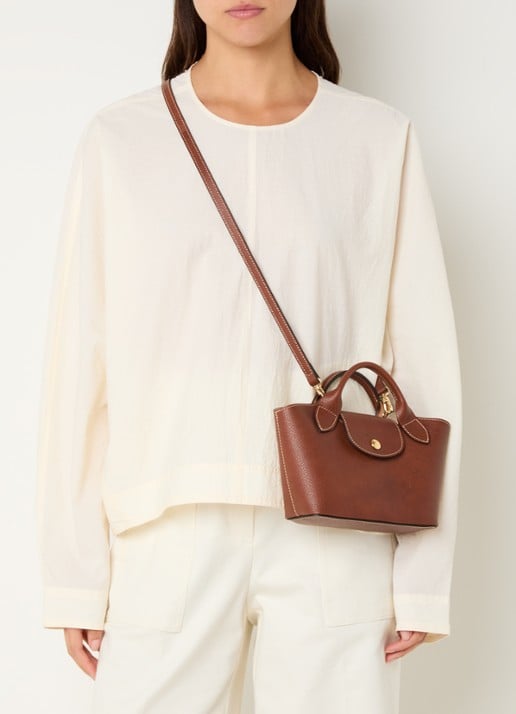 Longchamp Épure crossbodytas XS van leer met afneembare schouderriem - voorkant 7 roodbruin