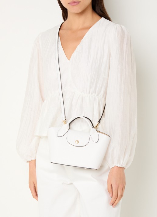 Longchamp Épure crossbodytas XS van leer met afneembare schouderriem - voorkant 7 wit