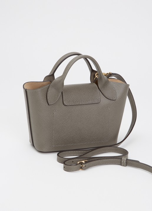 Longchamp Épure crossbodytas XS van leer met afneembare schouderriem - achterkant 4 grijs