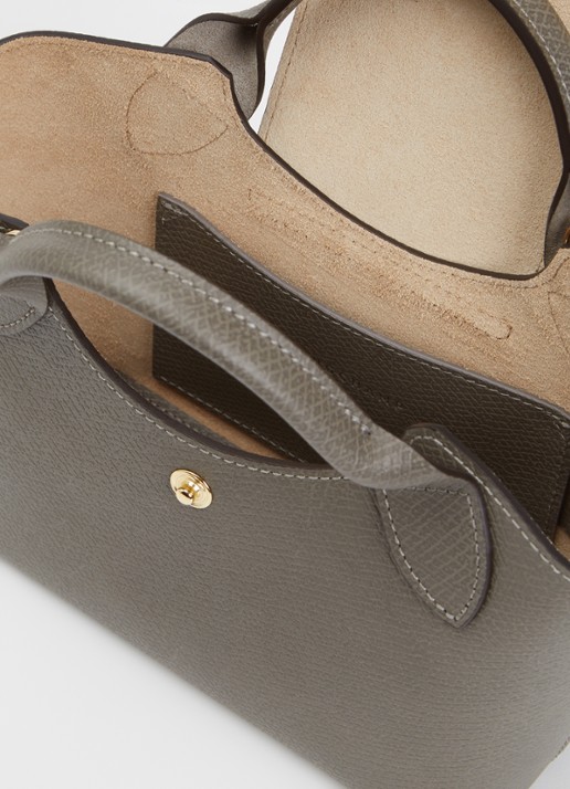 Longchamp Épure crossbodytas XS van leer met afneembare schouderriem - detail grijs