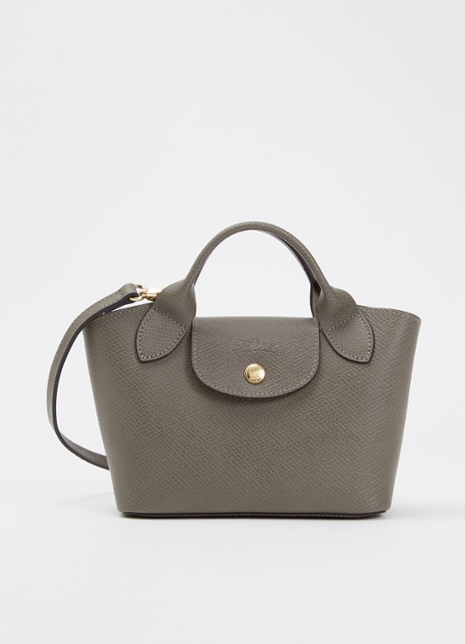 Longchamp Épure crossbodytas XS van leer met afneembare schouderriem - voorkant 5 grijs