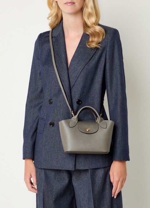 Longchamp Épure crossbodytas XS van leer met afneembare schouderriem - voorkant 7 grijs