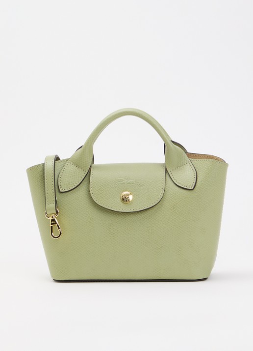 Longchamp Épure crossbodytas XS van leer met afneembare schouderriem - voorkant 5 lindegroen