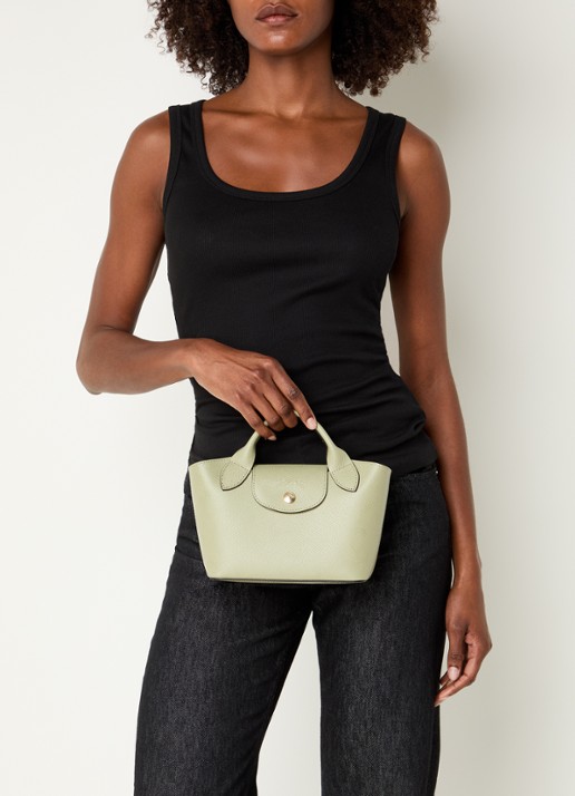 Longchamp Épure crossbodytas XS van leer met afneembare schouderriem - voorkant 6 lindegroen