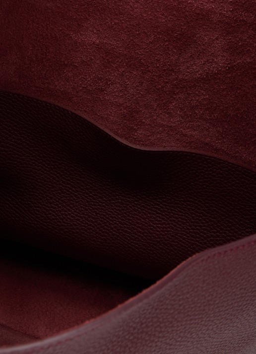 Longchamp Le Cadence schoudertas L van leer - detail 3 bordeauxrood