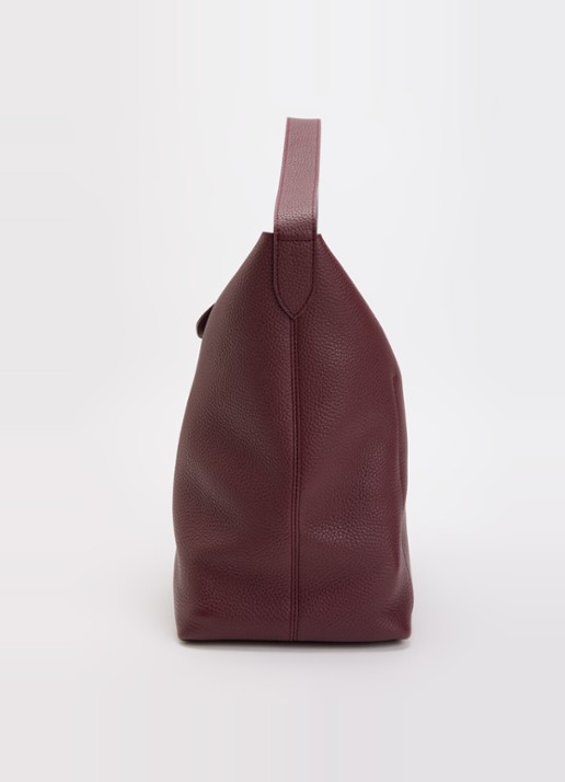 Longchamp Le Cadence schoudertas L van leer - detail 4 bordeauxrood