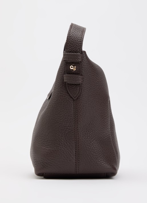 Longchamp Le Cadence schoudertas S van leer - detail 3 kastanjebruin