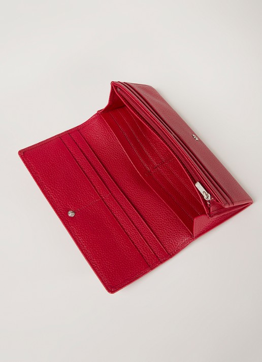 Longchamp Le Foulonné Continental van leer - detail steenrood