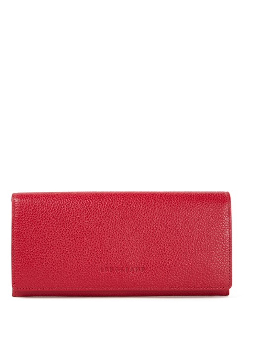 Longchamp Le Foulonné Continental van leer - voorkant 2 steenrood
