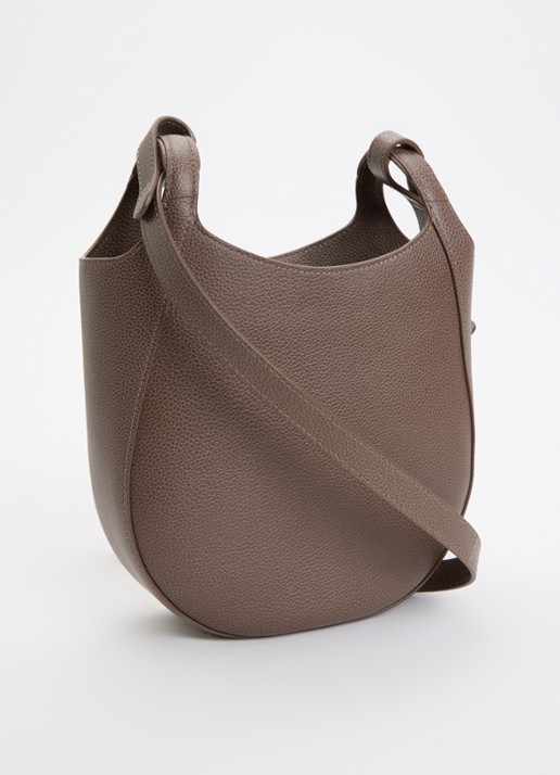 Longchamp Le Foulonné crossbodytas S van leer - achterkant taupe