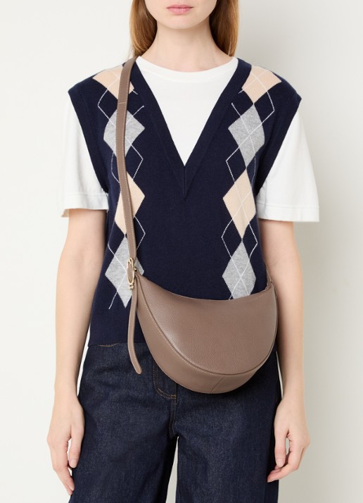 Longchamp Le Foulonné crossbodytas S van leer - voorkant 6 zand
