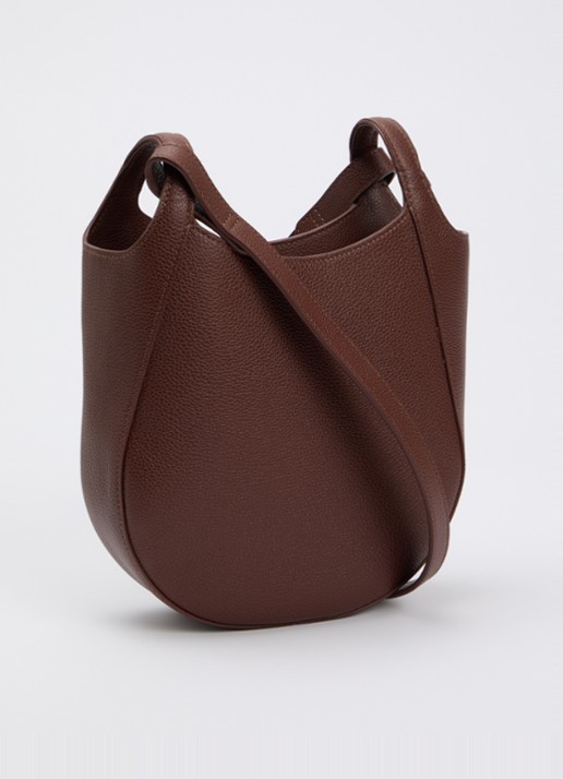 Longchamp Le Foulonné crossbodytas S van leer - achterkant donkerbruin