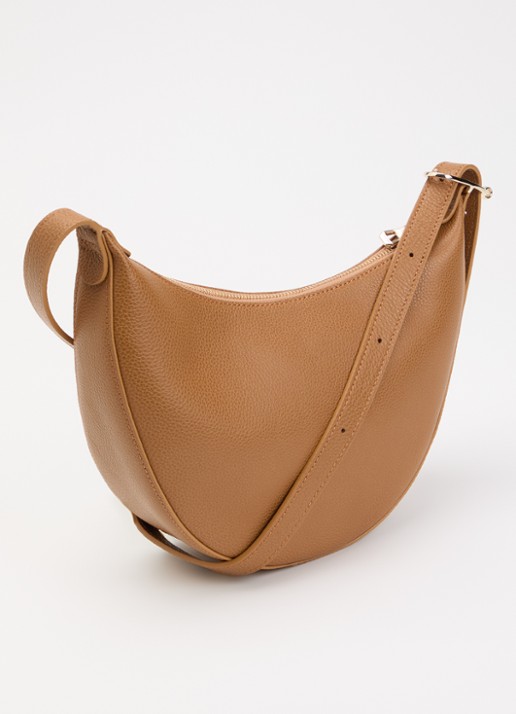 Longchamp Le Foulonné crossbodytas S van leer - achterkant 6 cognac