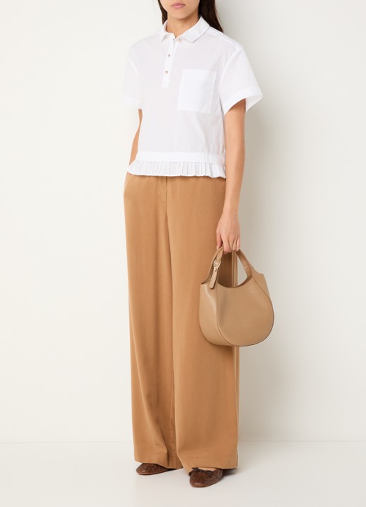 Longchamp Le Foulonné handtas S van leer met afneembare schouderriem - voorkant 5 camel