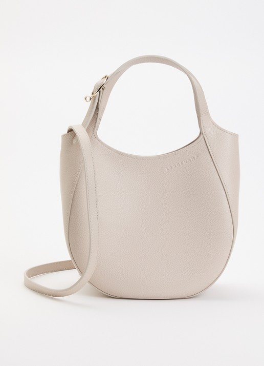 Longchamp Le Foulonné handtas S van leer met afneembare schouderriem - voorkant beige