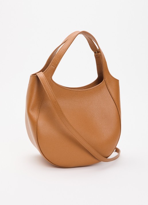 Longchamp Le Foulonné handtas S van leer met afneembare schouderriem - achterkant camel