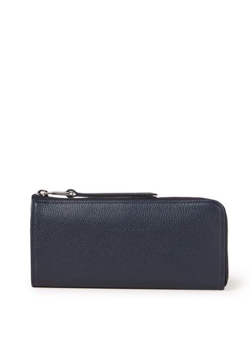 Longchamp Le Foulonné portemonnee van leer - voorkant middenblauw