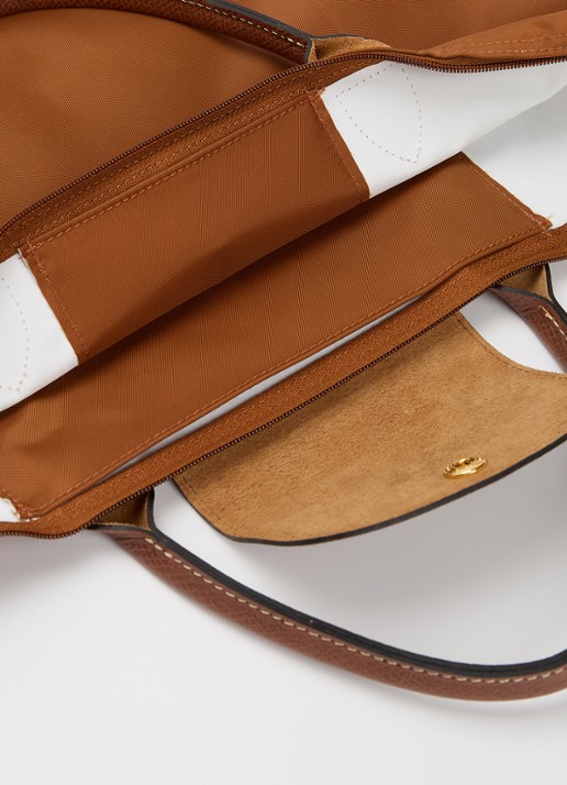 Longchamp Le Pilage Original handtas M met leren details - detail 2 cognac