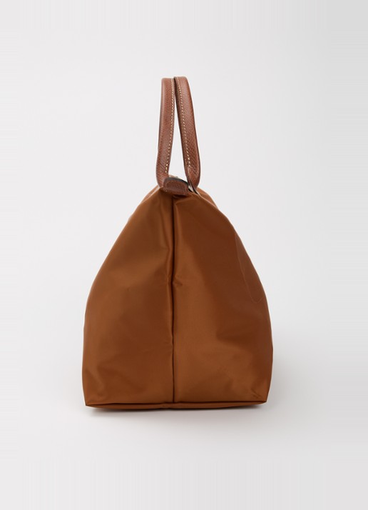 Longchamp Le Pilage Original handtas M met leren details - detail 3 cognac