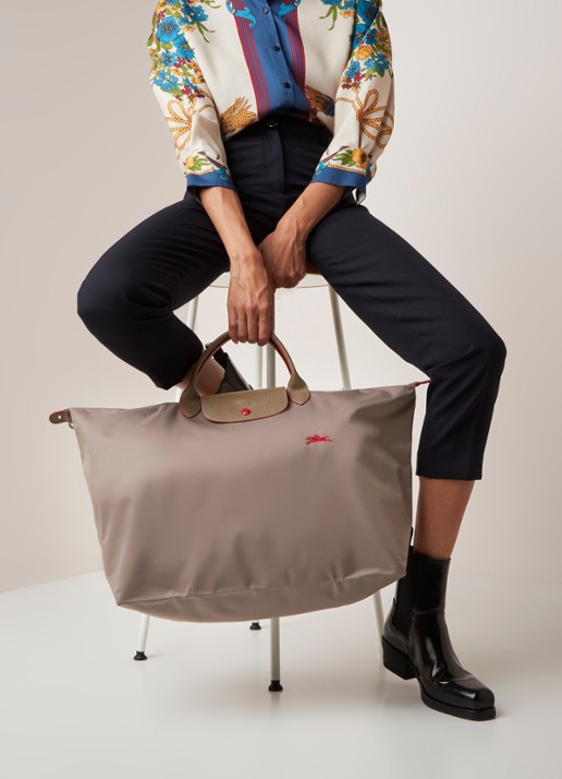 Longchamp Le Pliage Club reistas L met leren details - voorkant 5 lever