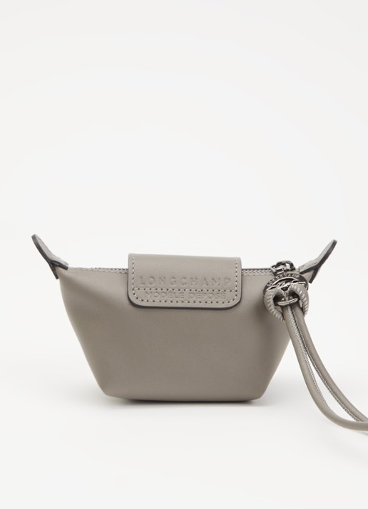 Longchamp Le Pliage clutch XS van leer - achterkant 3 grijs