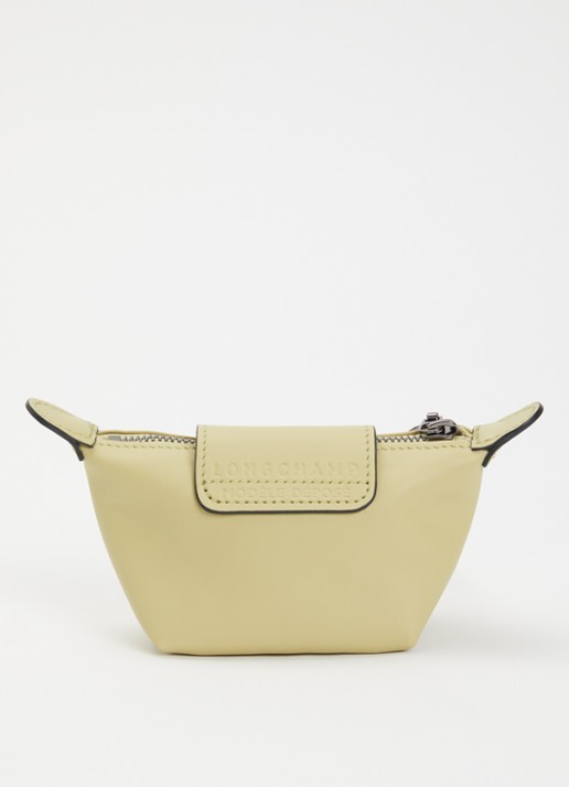 Longchamp Le Pliage clutch XS van leer - voorkant 2 lichtgroen