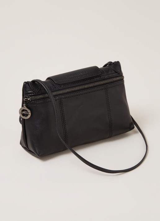 Longchamp Le Pliage Cuir crossbodytas van leer - detail 3 zwart