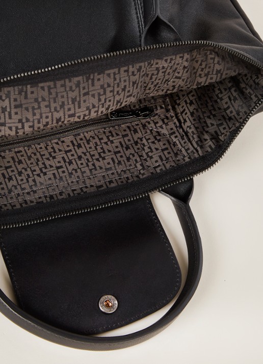 Longchamp Le Pliage Cuir handtas S van leer - detail 2 zwart
