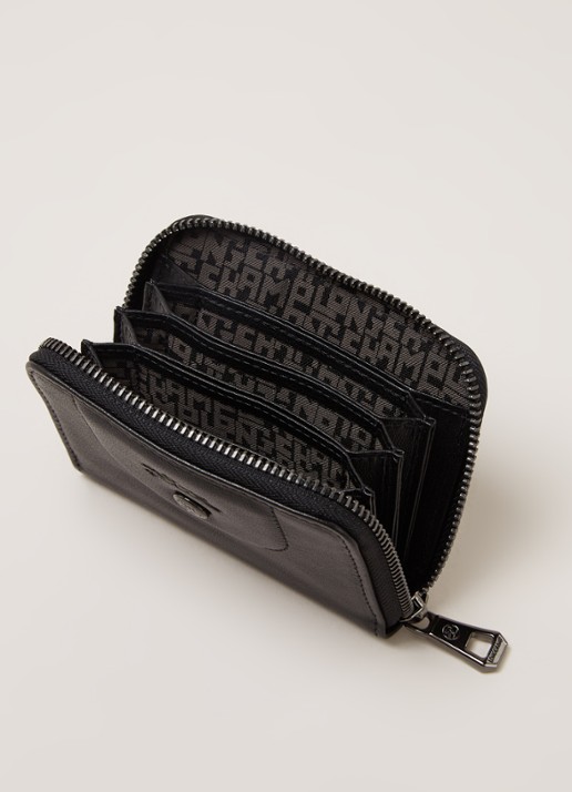 Longchamp Le Pliage Cuir portemonnee van leer - detail zwart