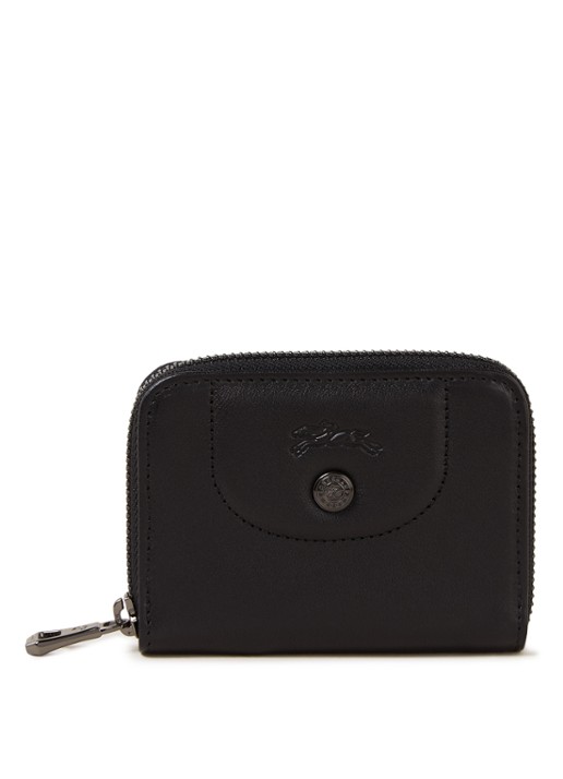 Longchamp Le Pliage Cuir portemonnee van leer - voorkant 2 zwart