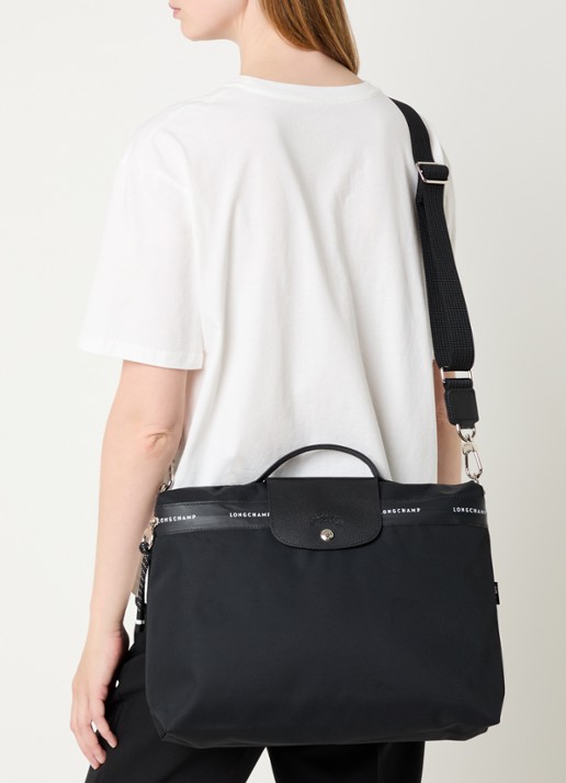 Longchamp Le Pliage Energy businesstas met leren details en 14-inch laptopvak - voorkant 5 zwart