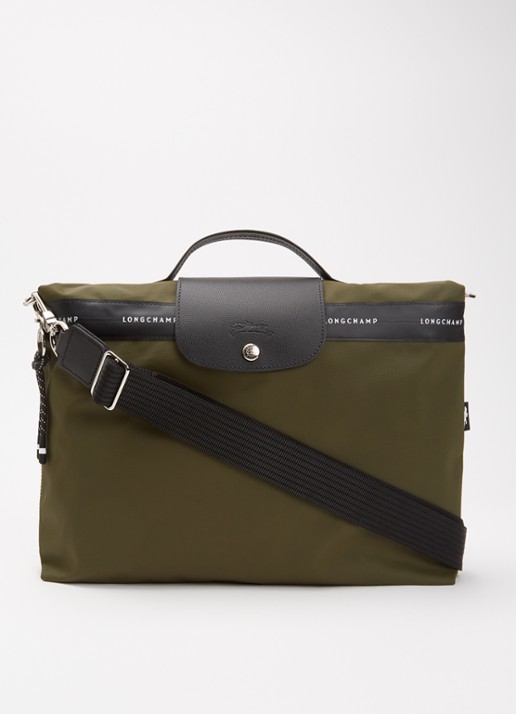 Longchamp Le Pliage Energy businesstas met leren details en 14-inch laptopvak - voorkant 2 bronsgroen