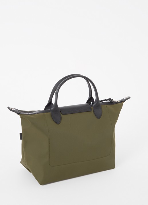 Longchamp Le Pliage Energy handtas L met leren details - achterkant 6 khaki