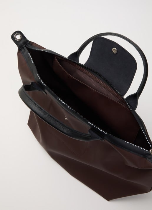 Longchamp Le Pliage Energy handtas L met leren details - detail 3 chocoladebruin