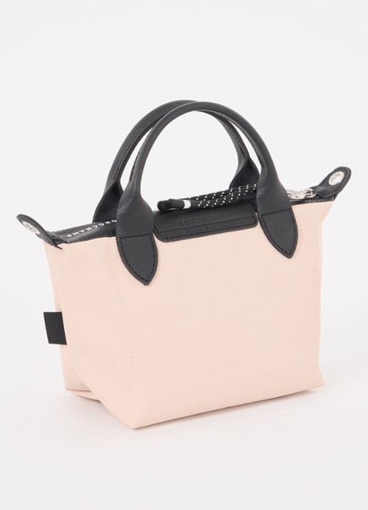 Longchamp Le Pliage Energy handtas XS met leren details - achterkant 4 lichtroze