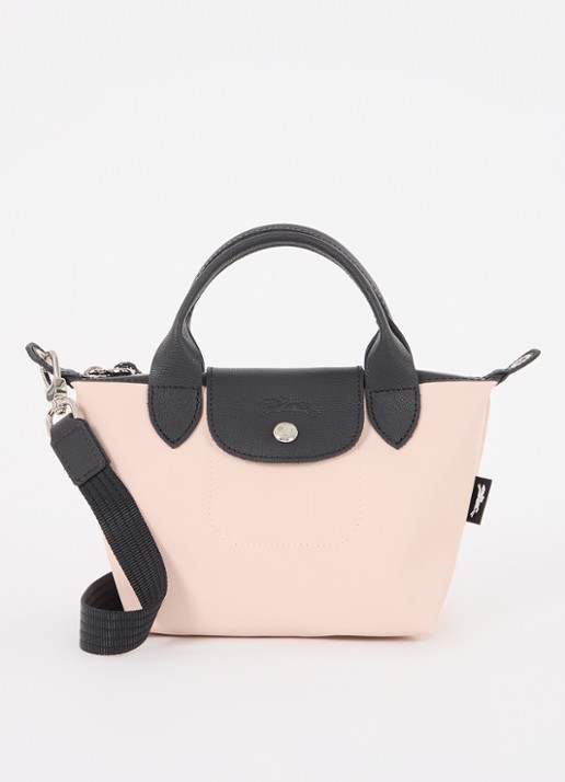 Longchamp Le Pliage Energy handtas XS met leren details - voorkant lichtroze