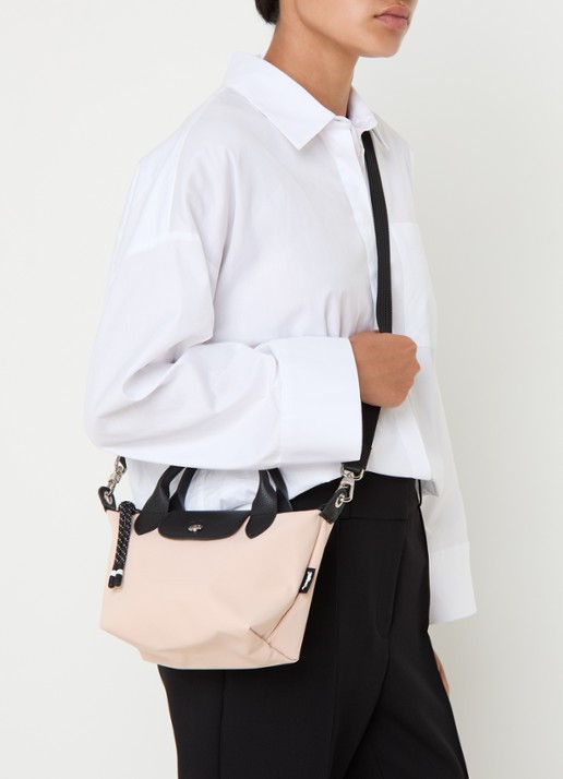 Longchamp Le Pliage Energy handtas XS met leren details - voorkant 2 lichtroze