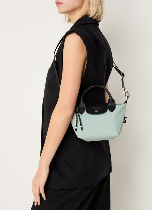 Longchamp Le Pliage Energy handtas XS met leren details - voorkant 3 lindegroen
