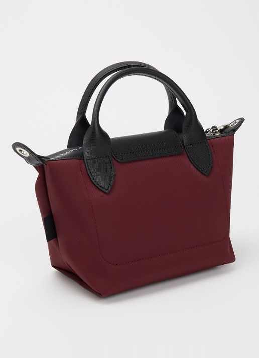 Longchamp Le Pliage Energy handtas XS met leren details - achterkant bordeauxrood