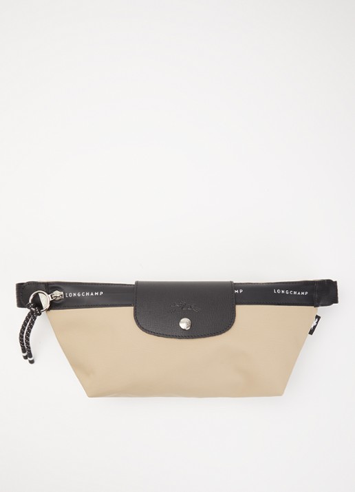 Longchamp Le Pliage Energy heuptas M van canvas met leren details - voorkant 2 donkerbeige